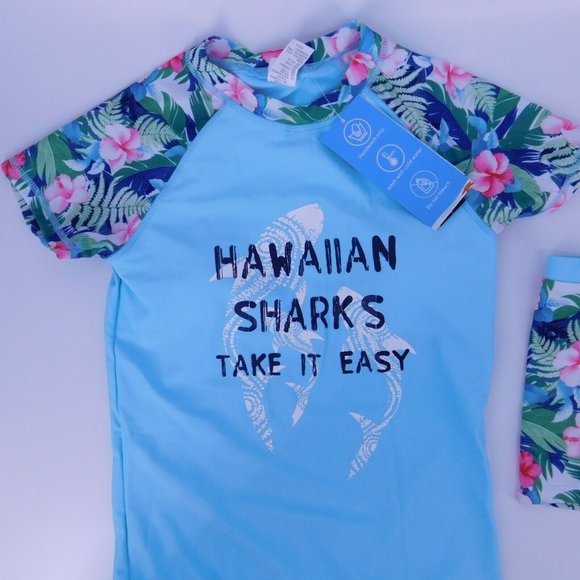 Phibee Swimsuit Girls Size 8 & 12 Blue Beachwear Drawstring 2 Piece Boy Shorts - Picture 2 of 7